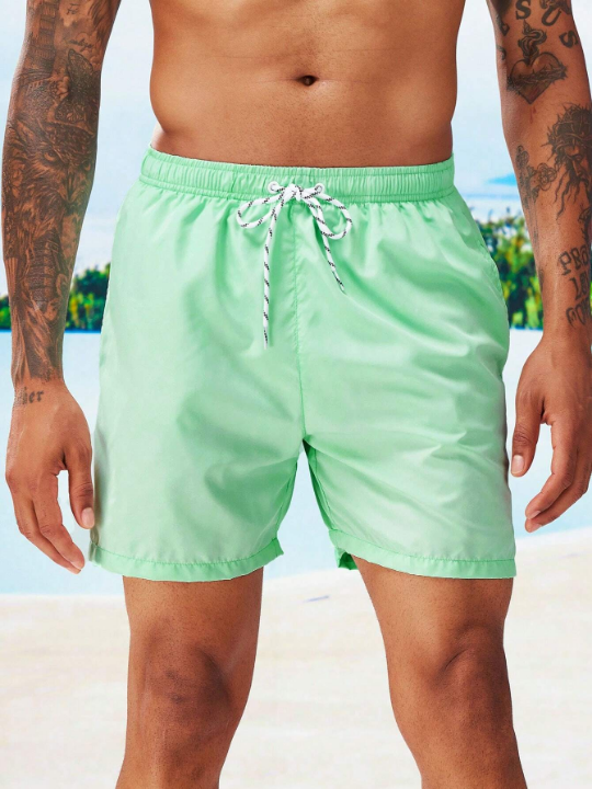 Manfinity Swimmode Men Drawstring Waist Slant Pocket Swim Trunks