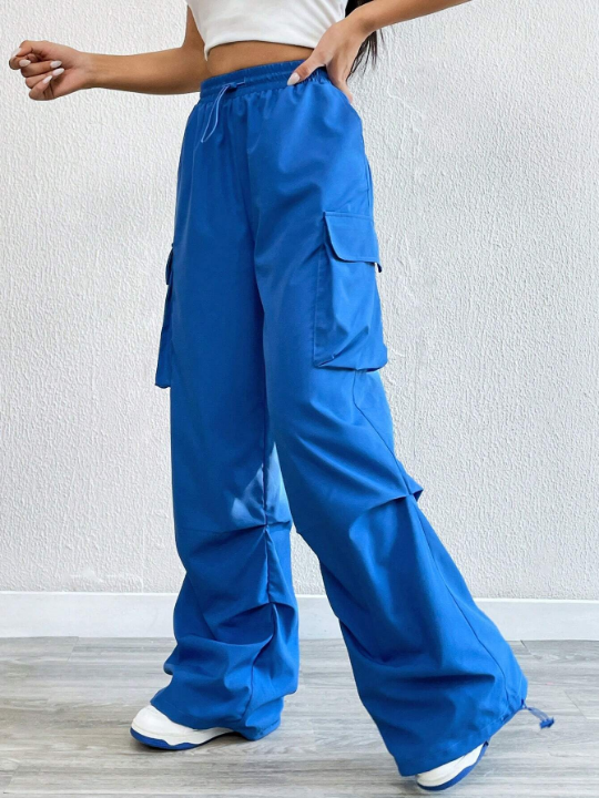 Coolane Flap Pocket Side Drawstring Waist Cargo Pants