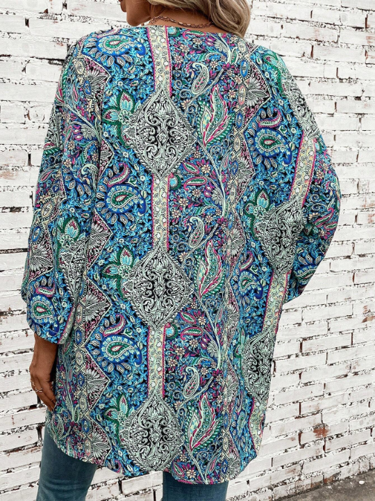 VCAY Paisley Print Open Front Kimono