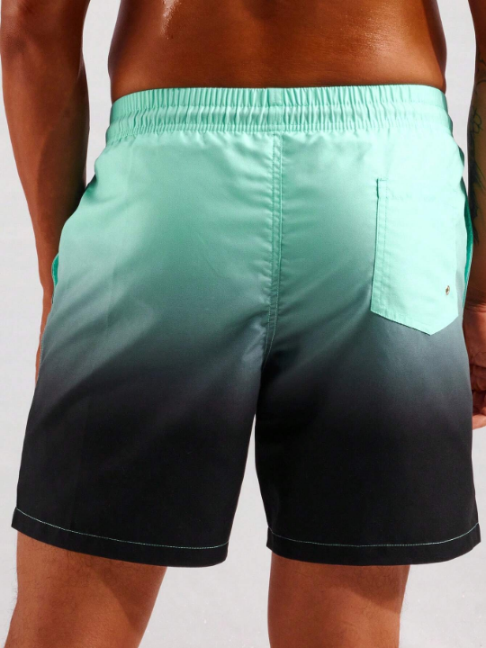 Manfinity Swimmode Men Ombre Drawstring Waist Swim Trunks