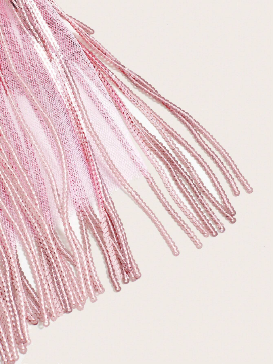 ICON Pink Sequin Fringe Hem Skirt