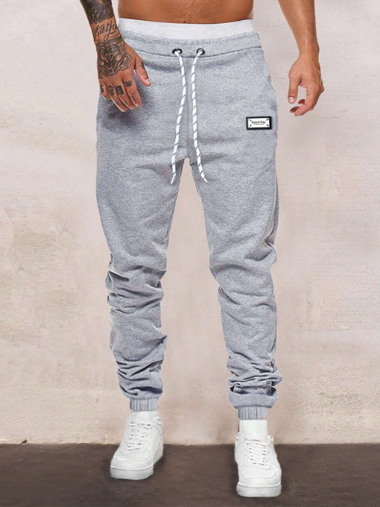 Manfinity Homme Men Letter Patched Drawstring Waist Sweatpants