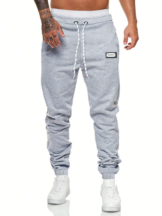 Manfinity Homme Men Letter Patched Drawstring Waist Sweatpants