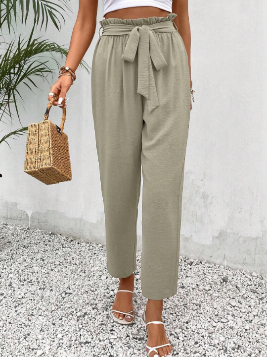 Frenchy Paperbag Waist Belted Pants