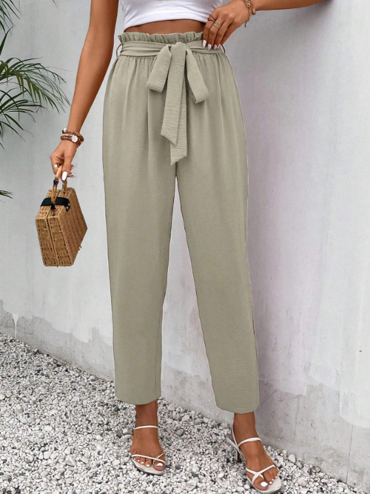 Frenchy Paperbag Waist Belted Pants