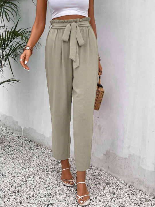 Frenchy Paperbag Waist Belted Pants