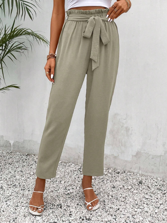 Frenchy Paperbag Waist Belted Pants