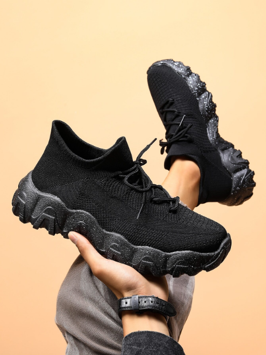 Men Lace-up Front Chunky Sneakers, Sporty Sneakers