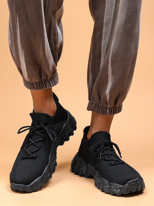 Men Lace-up Front Chunky Sneakers, Sporty Sneakers