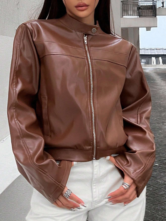 ICON Zip Up PU Leather Jacket