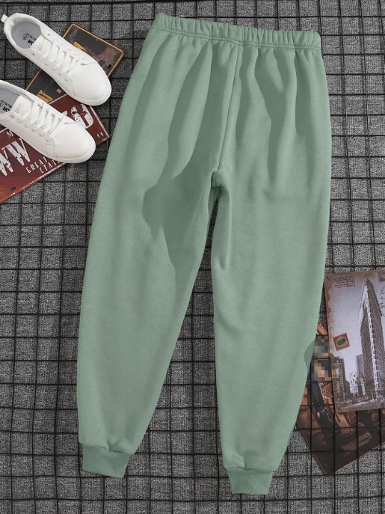 Men Solid Drawstring Waist Sweatpants