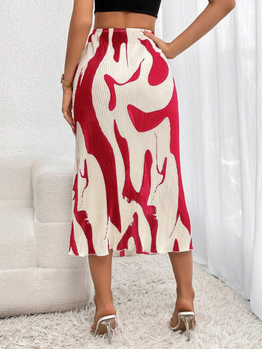 Privé Graphic Print Mermaid Hem Skirt