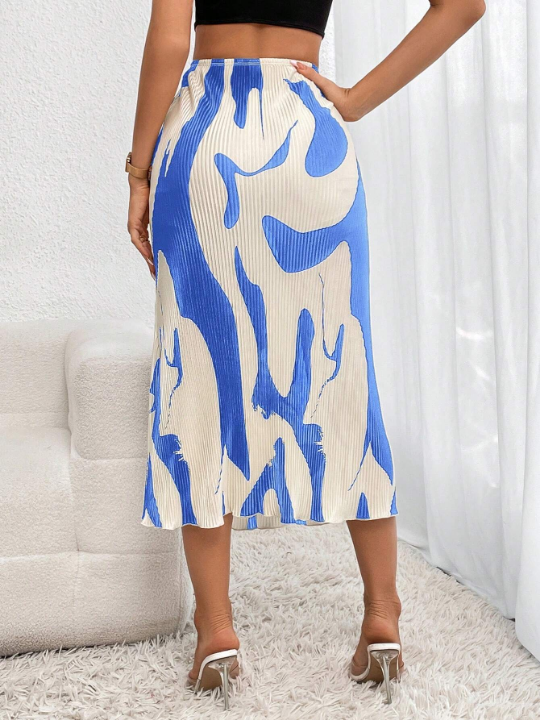 Privé Graphic Print High Waist Mermaid Hem Skirt