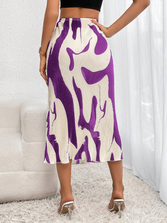 Privé Graphic Print Mermaid Hem Skirt