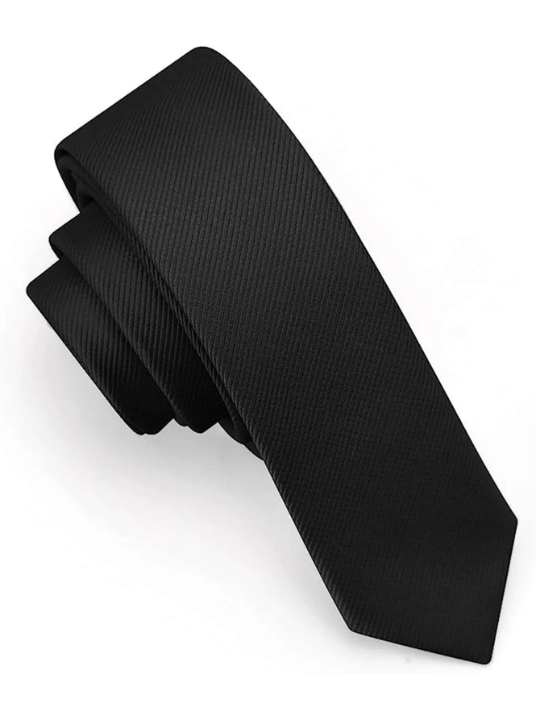 1pc Men's Black 1.5 Inches (4cm) Slim Fit Skinny Necktie, Suitable For Weddings, Graduation Uniforms, Formal And Casual Occasions