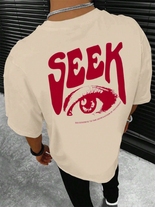 Manfinity LEGND Men Eye & Slogan Graphic Drop Shoulder Tee