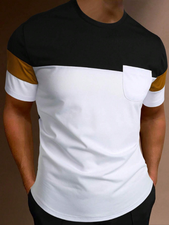 Manfinity Homme Men Color Block Pocket Patched Tee