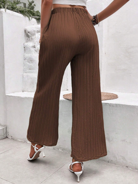 VCAY Solid Knot Waist Wide Leg Pants