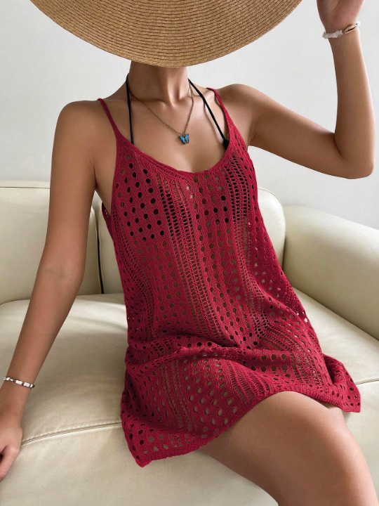 Swim Vcay Hollow Out Knitted Cover Up Dress