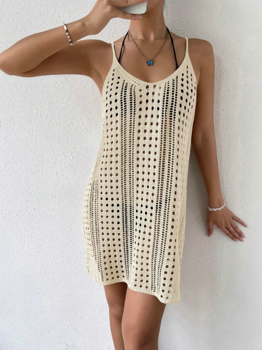 Swim Vcay Hollow Out Knitted Cover Up Dress Without Bikini