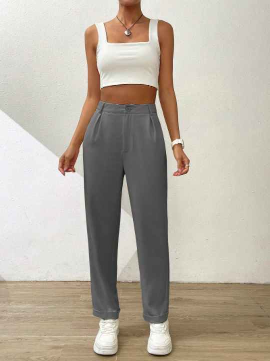 Essnce High Waist Plicated Detail Pants