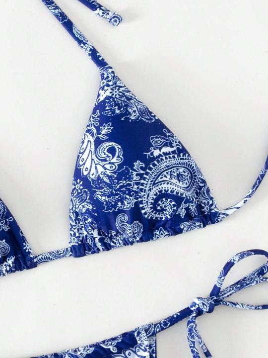 Swim BohoFeel Paisley Print Halter Triangle Bikini Swimsuit