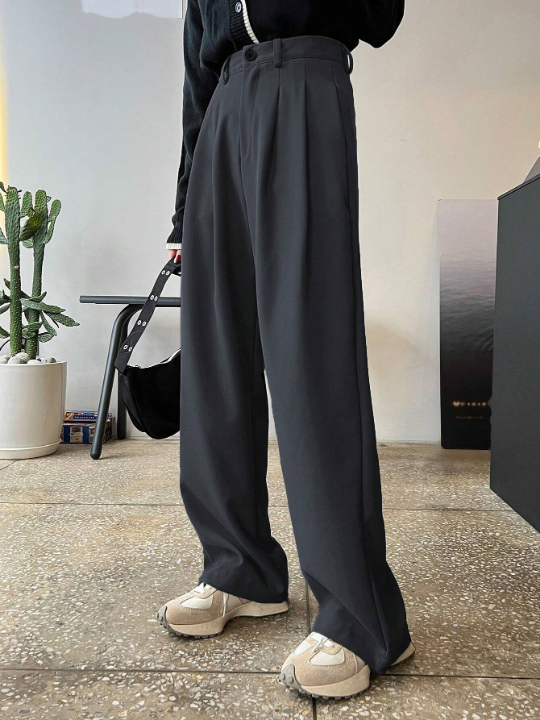 DAZY High Waist Plicated Detail Wide Leg Pants