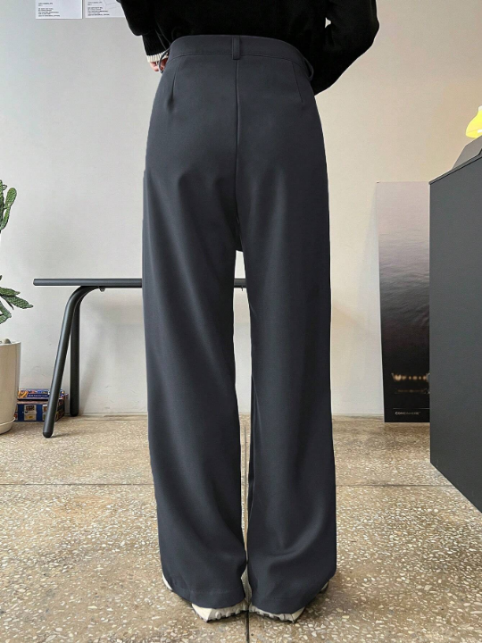 DAZY High Waist Plicated Detail Wide Leg Pants