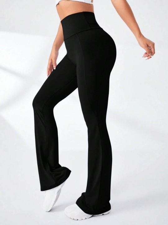 Yoga Basic Solid Flare Leg Sports Pants