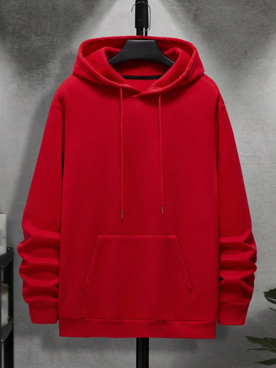 Men Kangaroo Pocket Drawstring Thermal Lined Hoodie