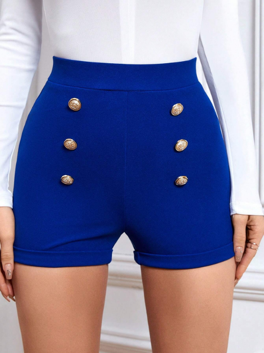 Priv High Waist Button Detail Shorts