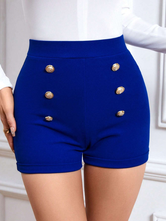 Priv High Waist Button Detail Shorts