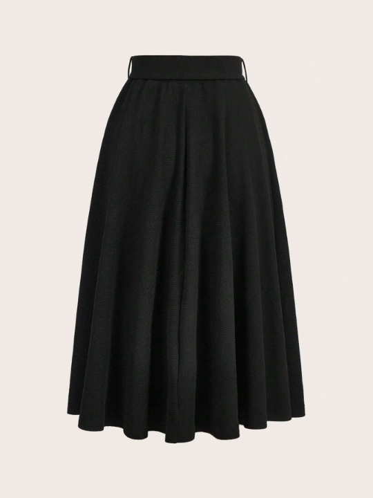 Clasi Solid Belted Flare Skirt