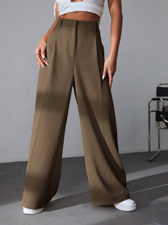 EZwear Solid Wide Leg Pants