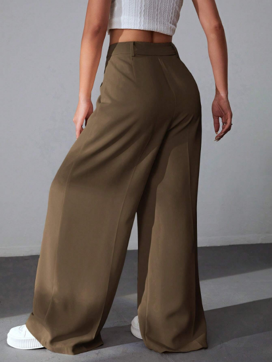 EZwear Solid Wide Leg Pants