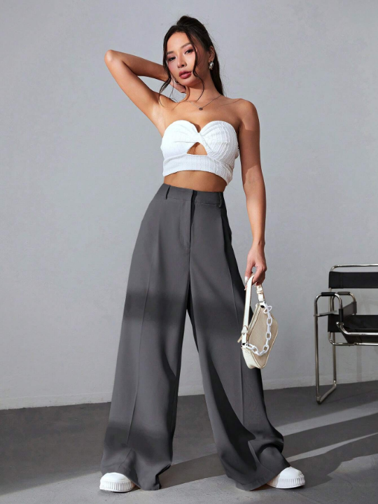 EZwear Spring Solid Wide Leg Pants