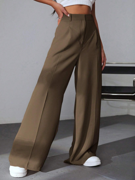 EZwear Solid Wide Leg Pants