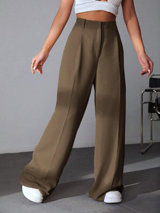 EZwear Solid Wide Leg Pants