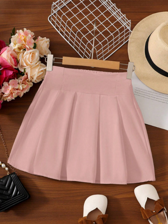 Tween Girl Solid Pleated Skirt