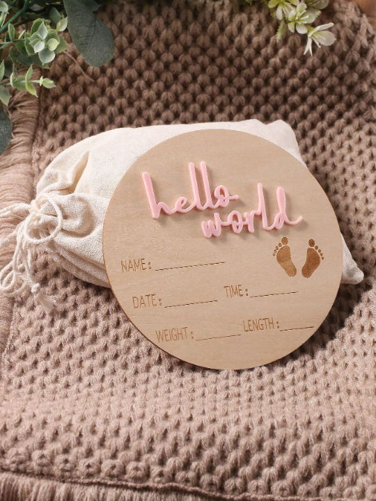 Baby Girl Slogan Graphic Birth Bulletin Card Photography Prop