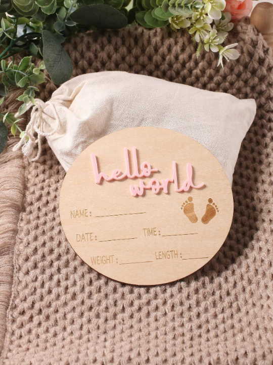 Baby Girl Slogan Graphic Birth Bulletin Card Photography Prop