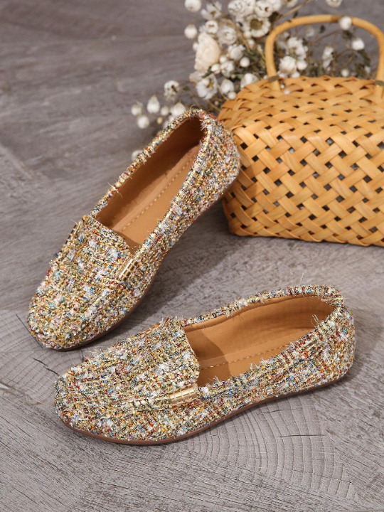 Ladies' Plaid Loafers, Flat Shoes, Fashionable And Versatile