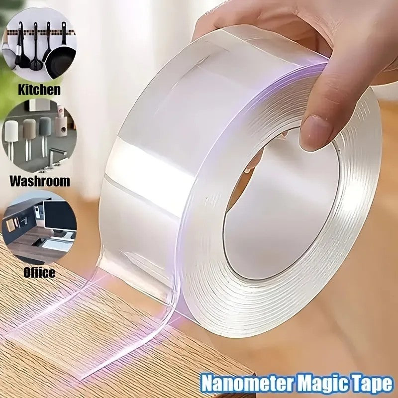 1 Roll Nano Tape Double Sided Tape Transparent Reusable Waterproof Adhesive Tapes Cleanable Kitchen Bathroom Supplies Tapes