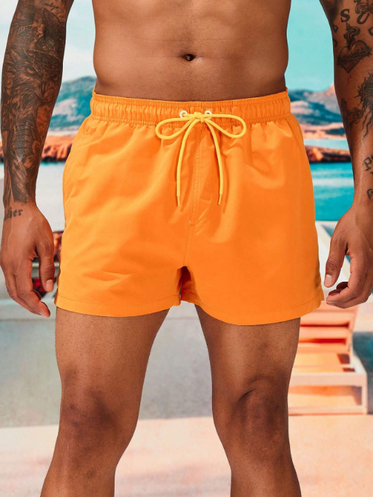 Manfinity Swimmode Men Drawstring Waist Slant Pocket Swim Trunks