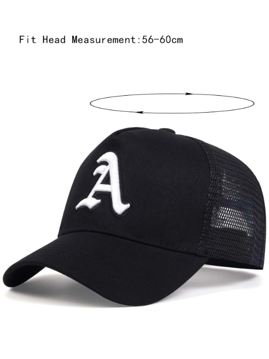 1pc Men's Adjustable Baseball Cap With Embroidered Capital Letter A, Sun-protective And Casual, Perfect For Outdoor Activities, Traveling, And Beach Vacations