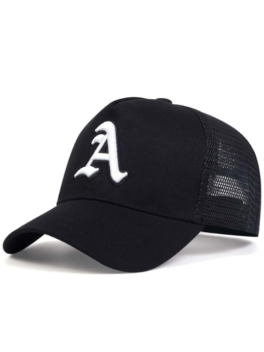 1pc Men's Adjustable Baseball Cap With Embroidered Capital Letter A, Sun-protective And Casual, Perfect For Outdoor Activities, Traveling, And Beach Vacations