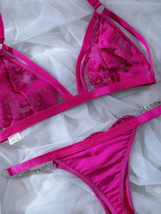 Floral Lace Harness Lingerie Set