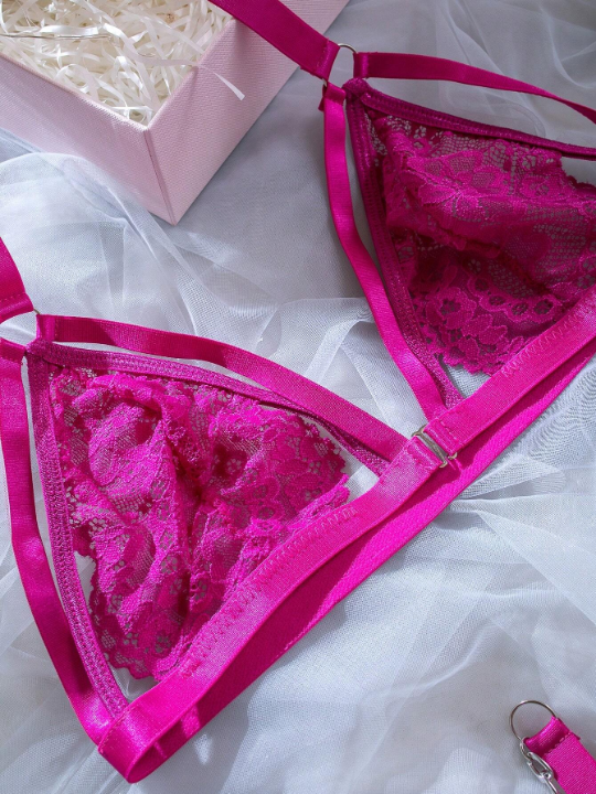 Floral Lace Harness Lingerie Set