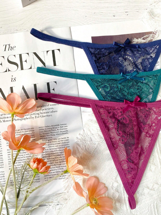 Classic Sexy 3pack Floral Lace Thong