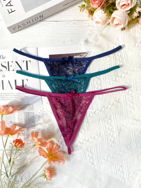 Classic Sexy 3pack Floral Lace Thong